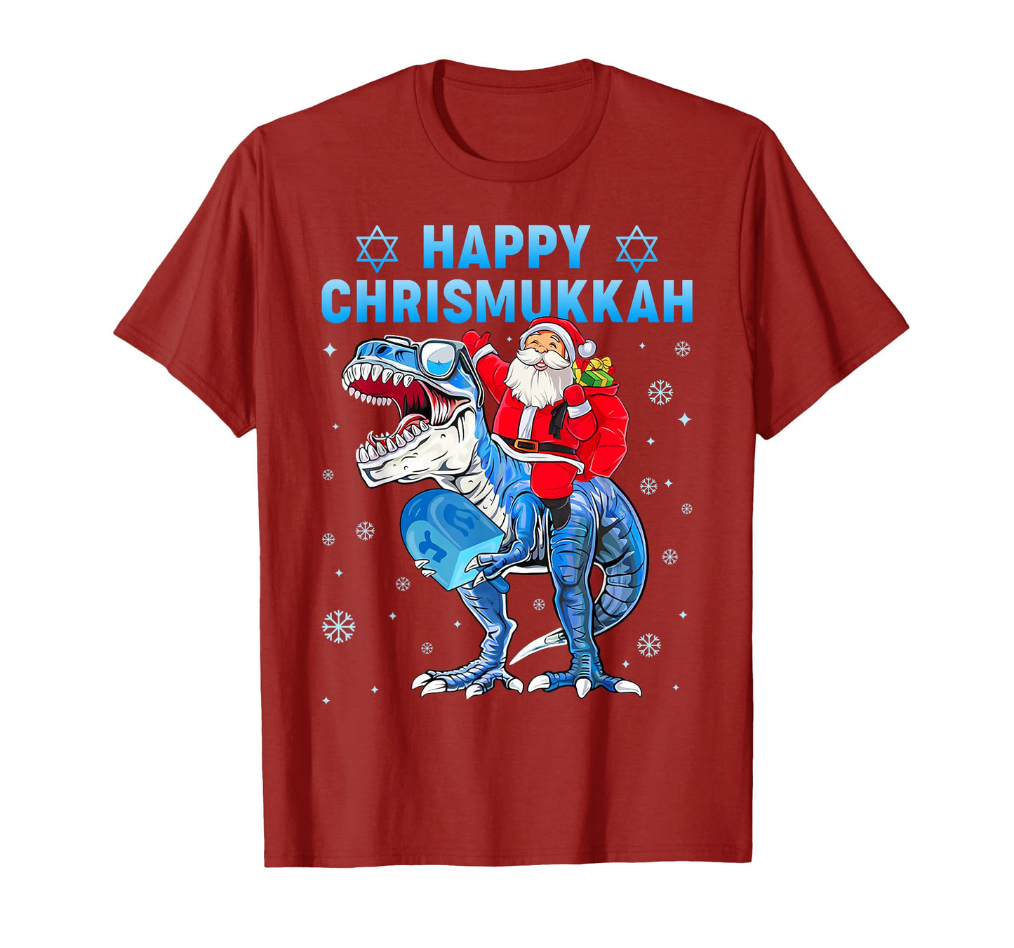 Happy Chrismukkah Hanukkah Cool Santa T-rex Jewish Boys Kids T-Shirt