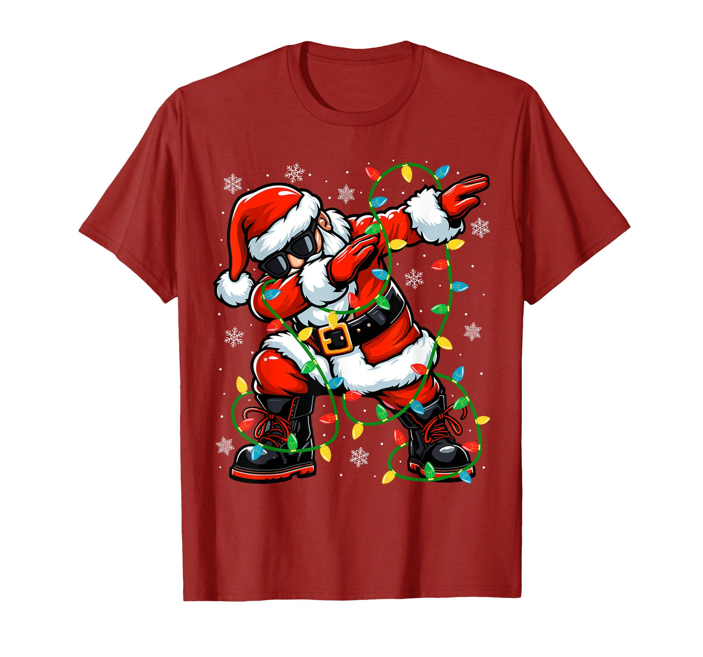Christmas Dabbing Santa Claus Xmas Lights Kids Christmas T-Shirt