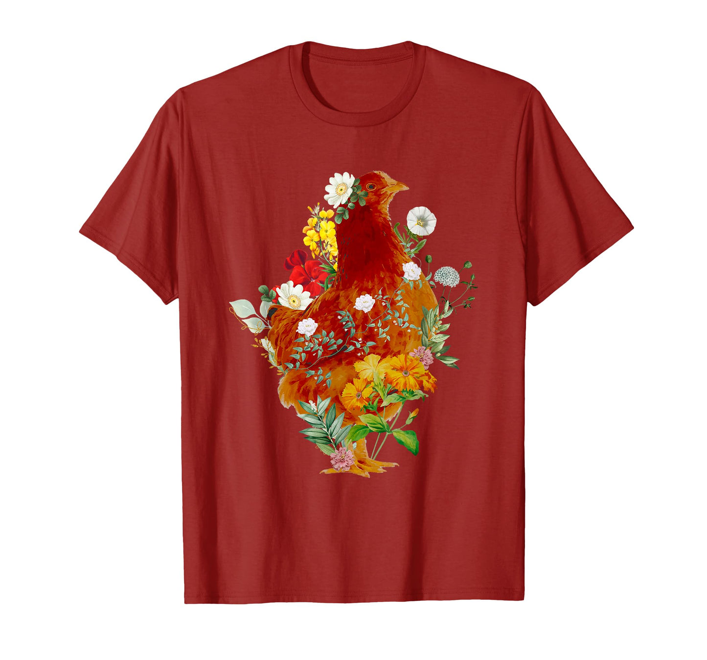 Cute Chicken Vintage Floral Botanical Flower Garden Tea T-Shirt