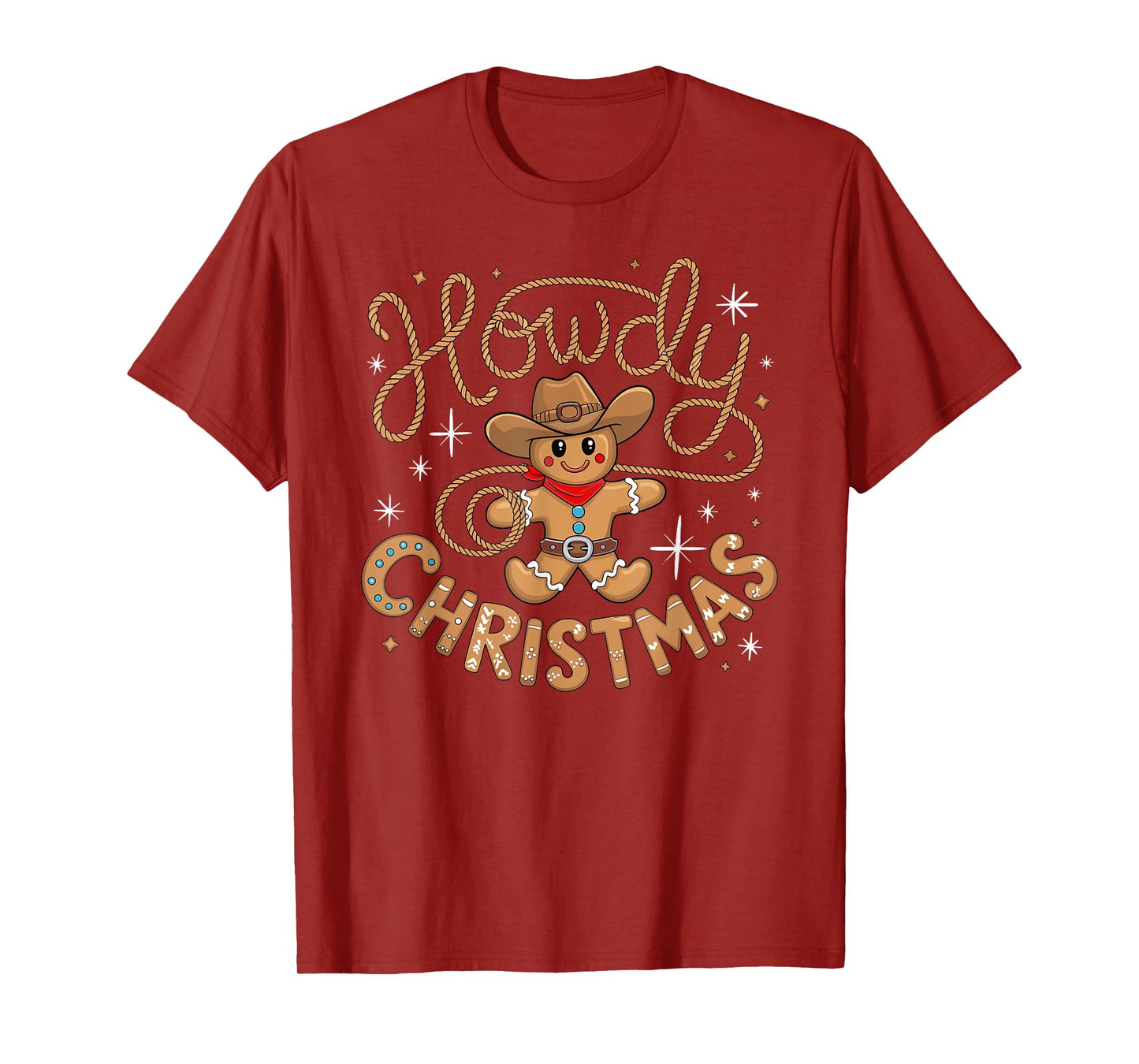 Gingerbread Man Cowboy Hat Western X-mas Howdy Christmas Gingerbread Cowboy Rodeo Lasso Western T-Shirt