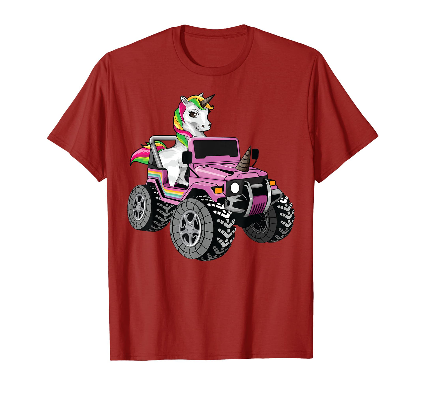Funny Unicorn Monster Truck Gift For Girls Cool Pink Party T-Shirt