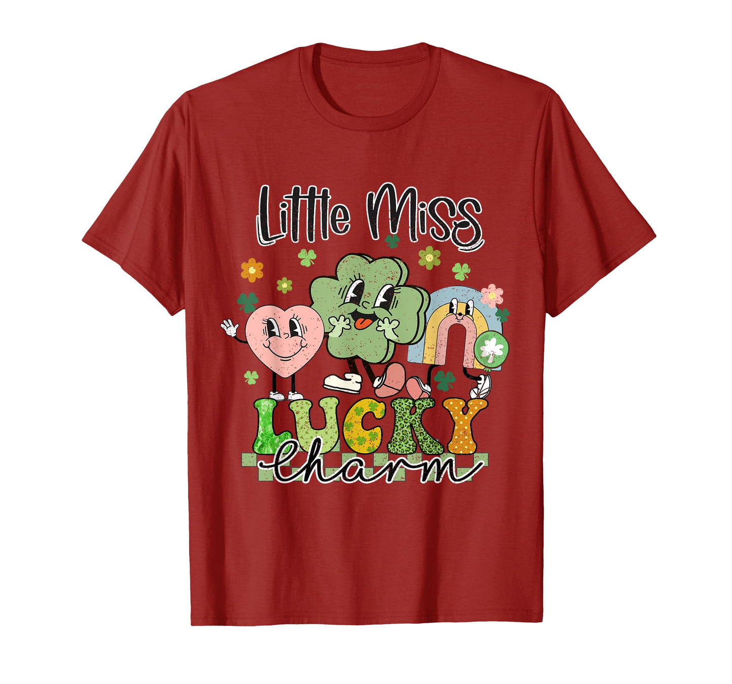 Retro Groovy Little Miss Lucky Charm St Patrick's Day T-Shirt