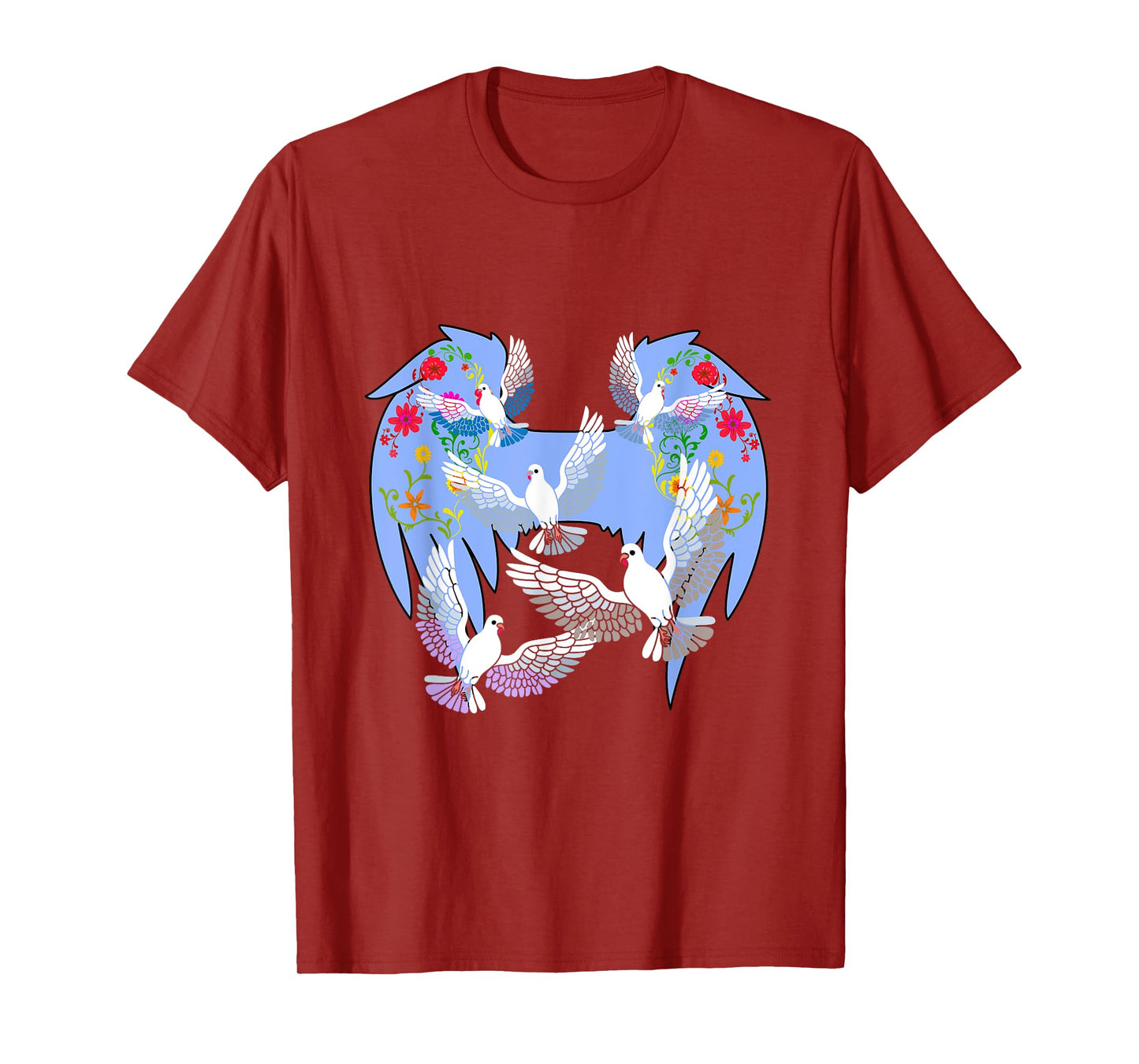 Angel Wings Doves Natural Flowers Peace Doves Peace T-Shirt