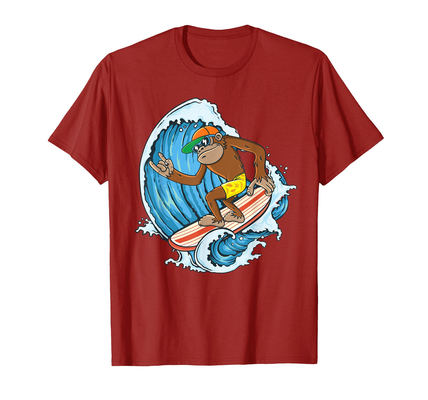 Retro Surfboard Boys Kids Surfboarders Cute Surfing Monkey T-Shirt