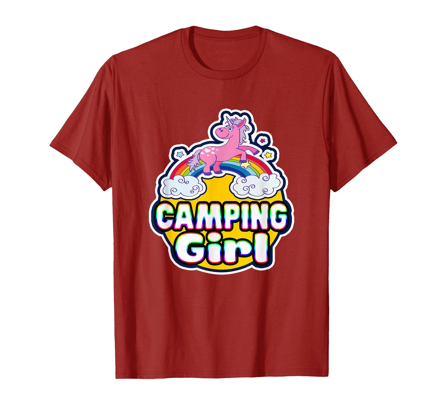 Camping Girl Cute Rainbow Unicorn Party Camper T-Shirt T-Shirt
