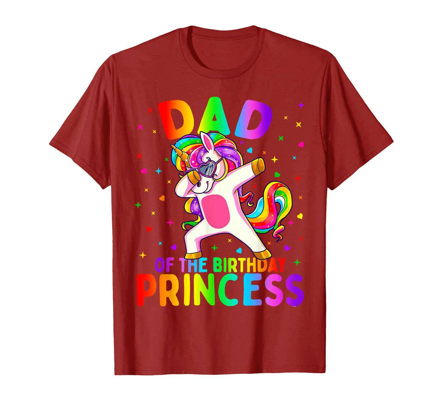 Dad of the Birthday Princess Girl Dabbing Unicorn Father T-Shirt