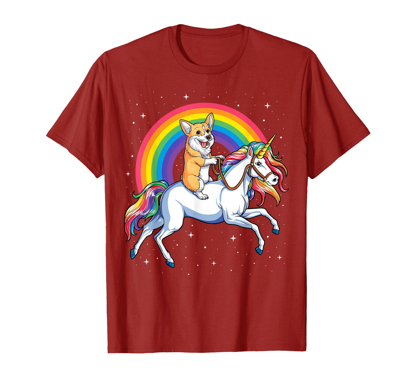 Corgi Riding Unicorn Girls Kids Rainbow Gifts Space Galaxy T-Shirt