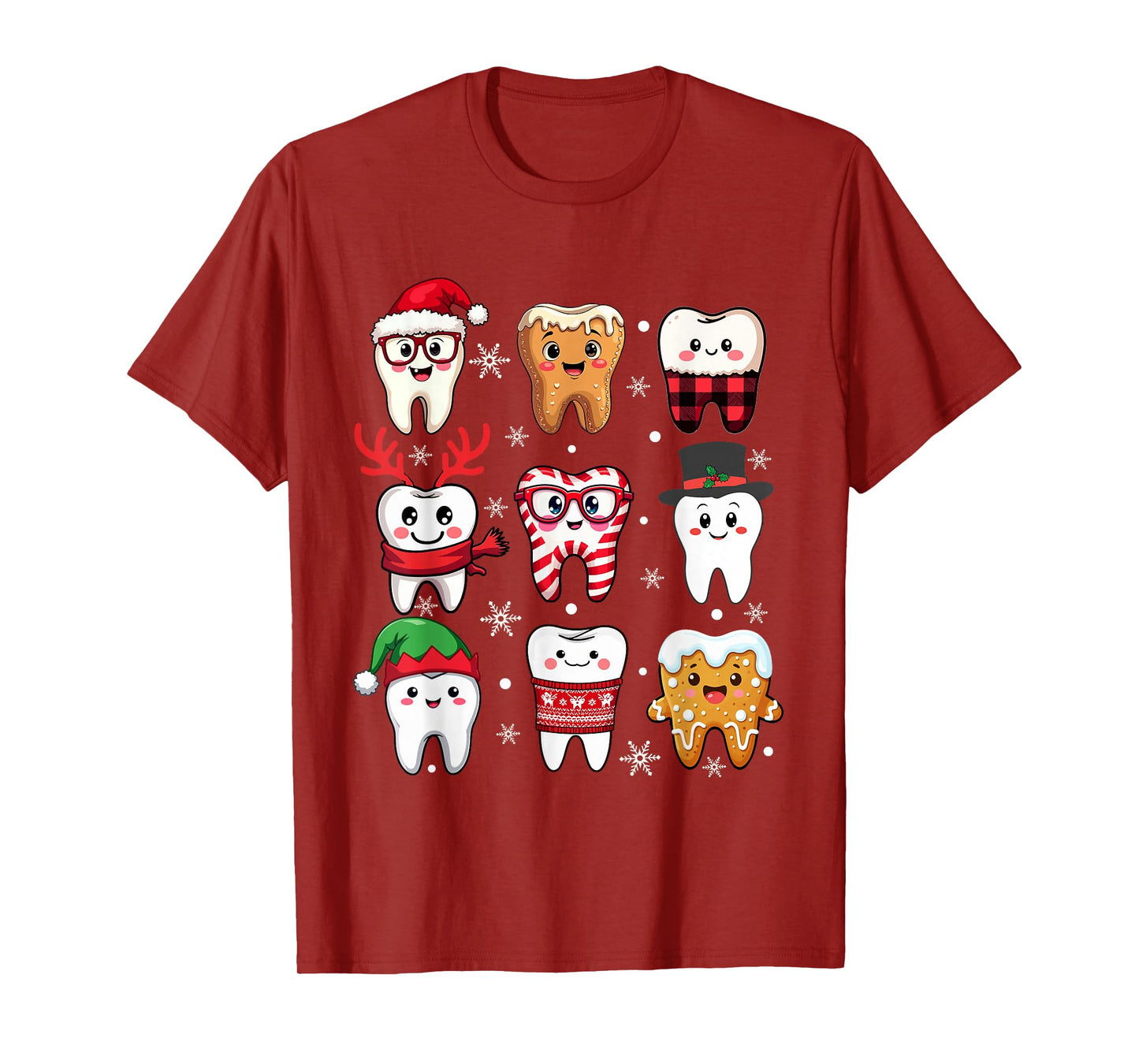 Funny Dental Christmas Cute Teeth Costume Dentist Santa Hat T-Shirt