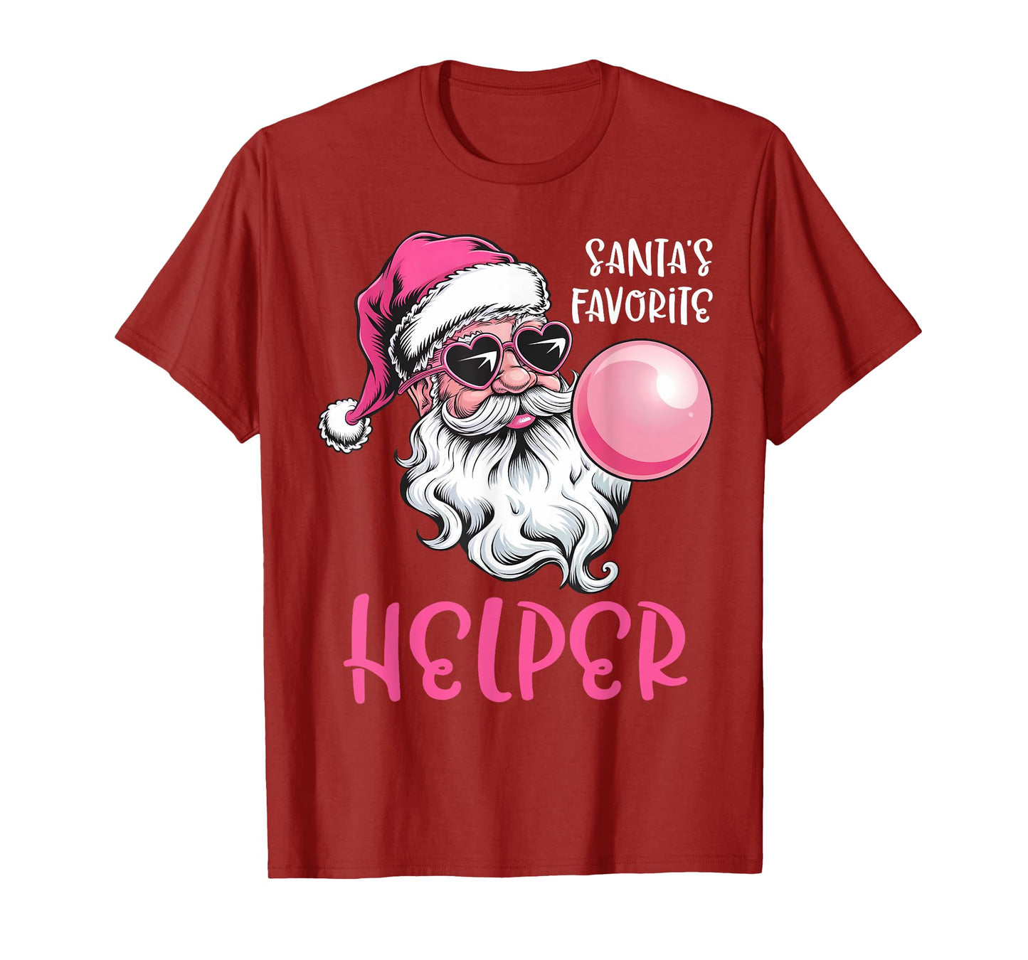 Santa's Favorite Helper Christmas Pink Santa Claus Balloon T-Shirt