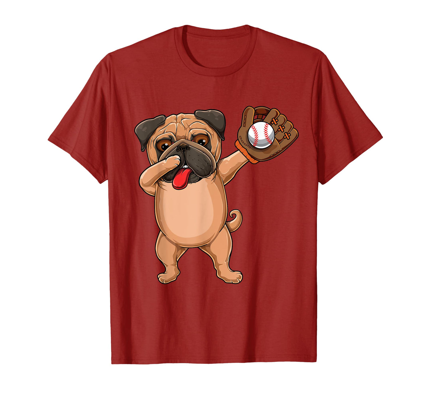 Dabbing Cute Baseball pr Softball Pug dog breed- Dab Men Women Girls Kids T-Shirt