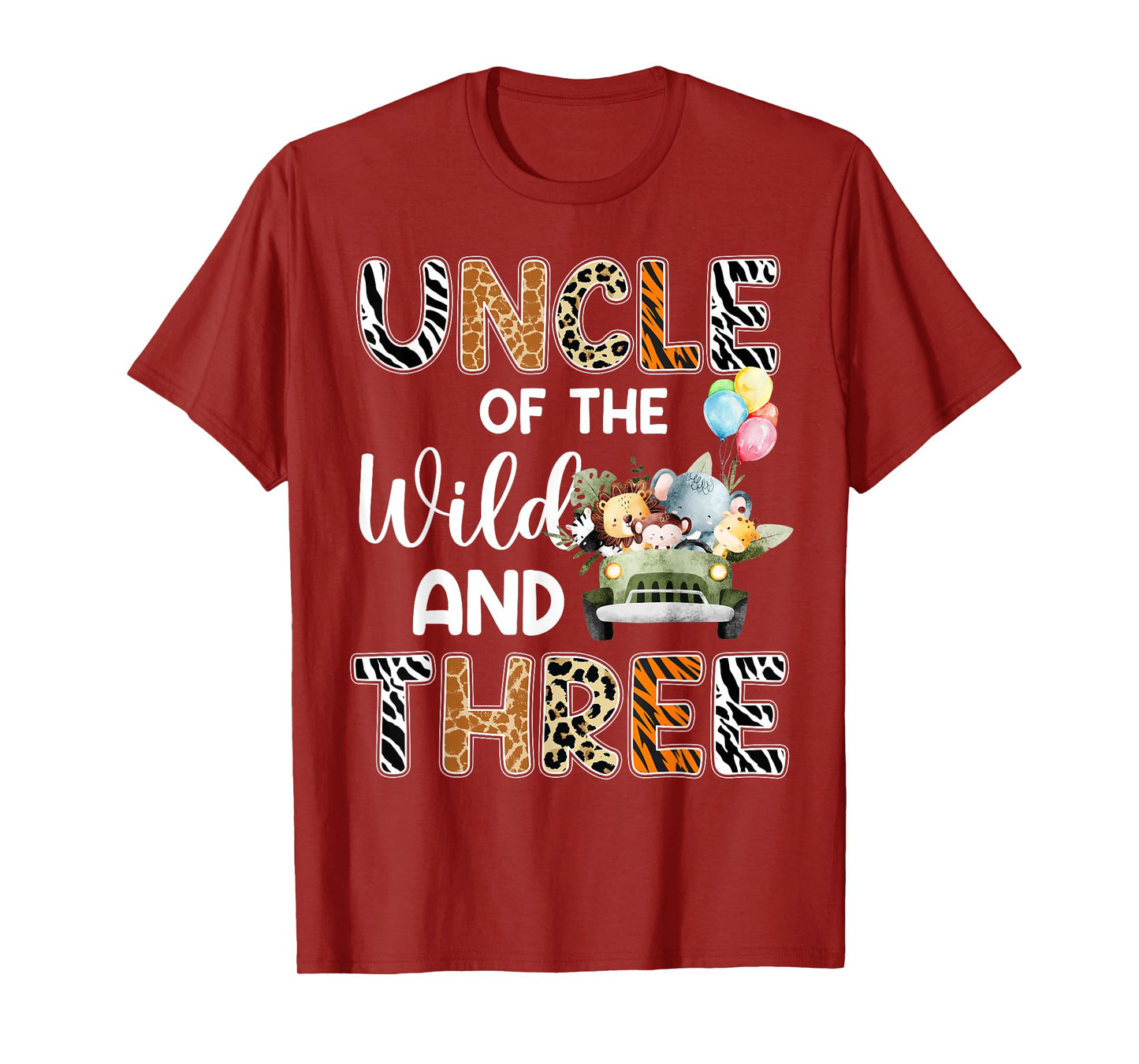Uncle Of The Wild and Three 3 Birthday Zoo Safari Jungle T-Shirt