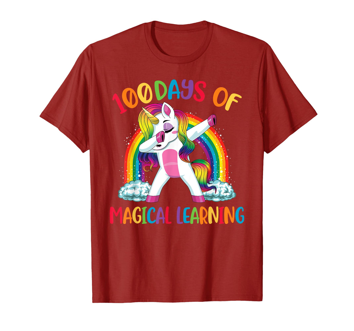 100 Days Of Magical Learning Dabbing Unicorn Girls Kids T-Shirt