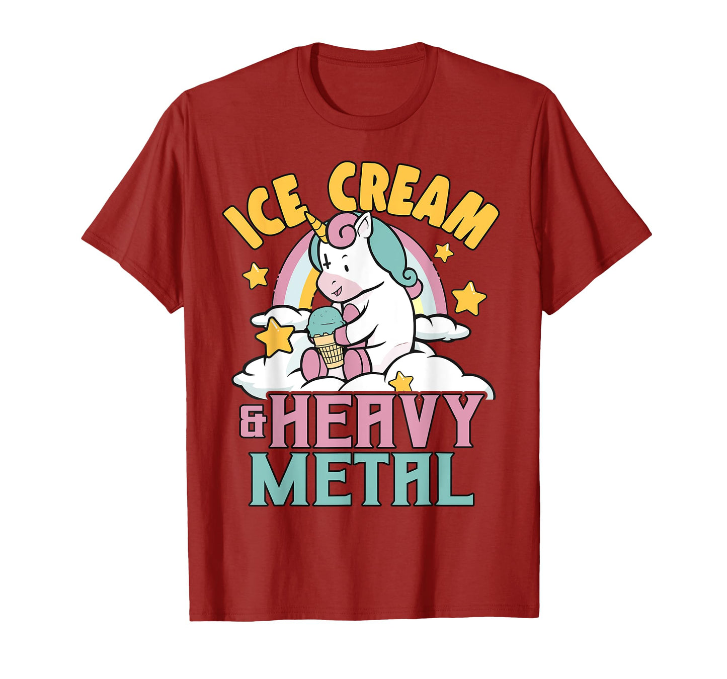 Ice Cream & Heavy Metal Unicorn Metal Rainbow Death Metal Men Women Kids T-Shirt