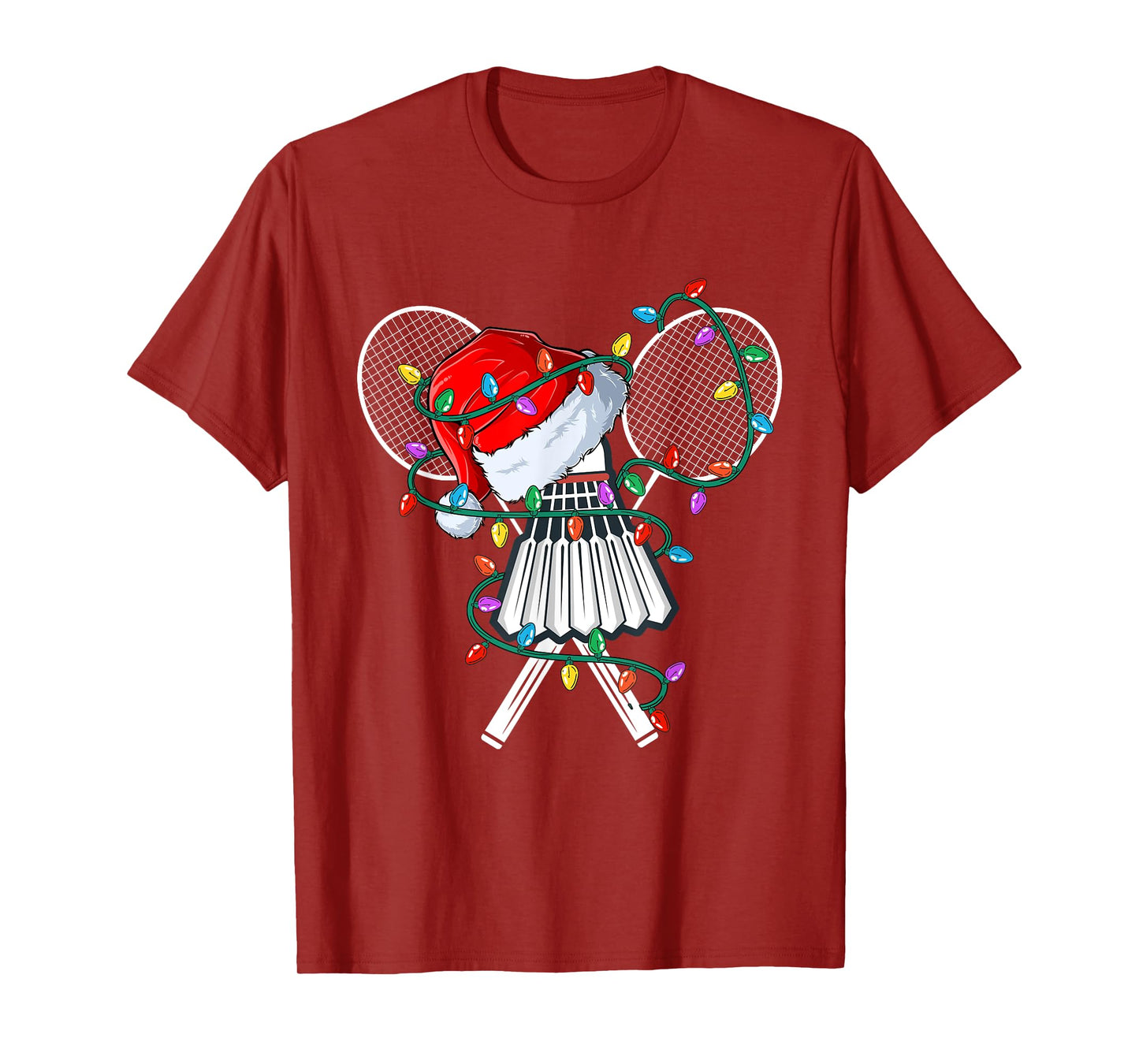 Christmas Badminton Xmas Santa Sports Hat Mens Womens Kids T-Shirt