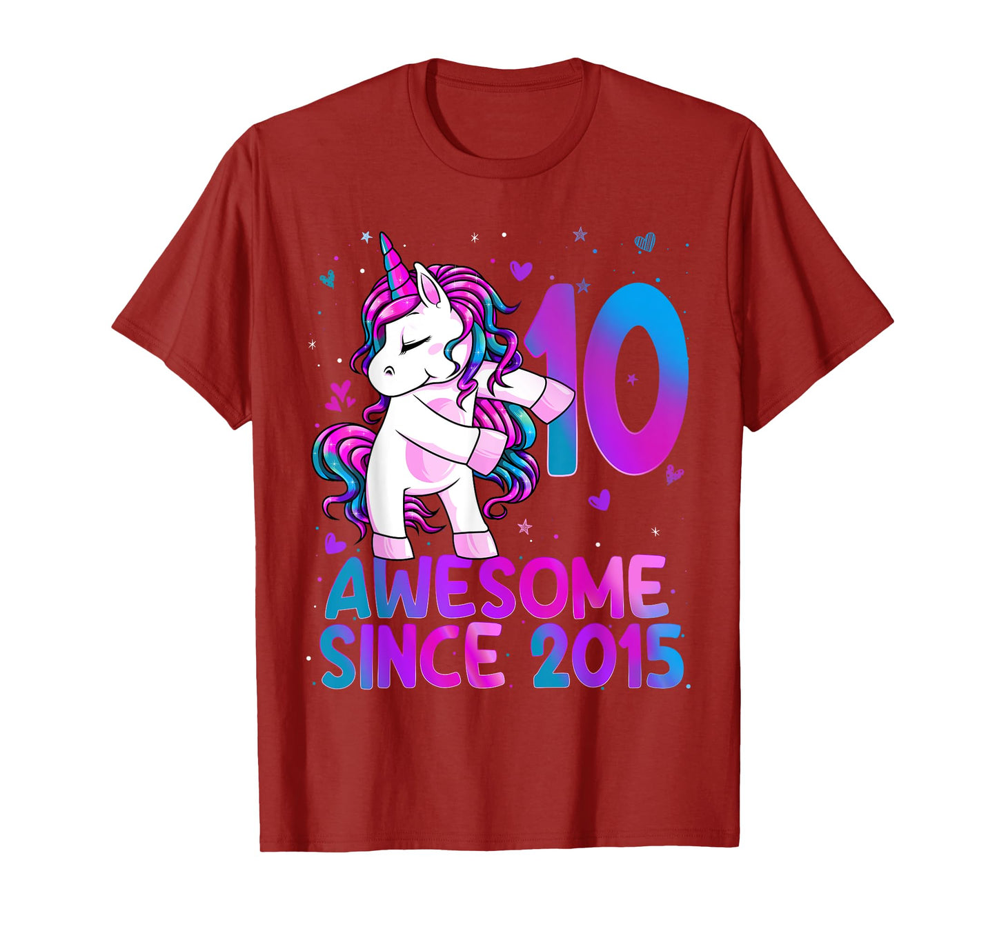 Flossing Unicorn 10 Year Old 10th Birthday Girl Unicorn T-Shirt