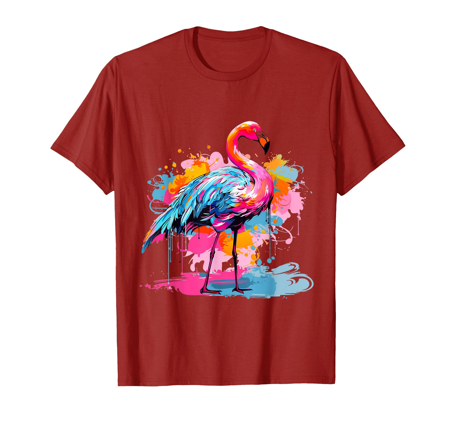 Cool Colorful Flamingo Portrait Graphic T-Shirt