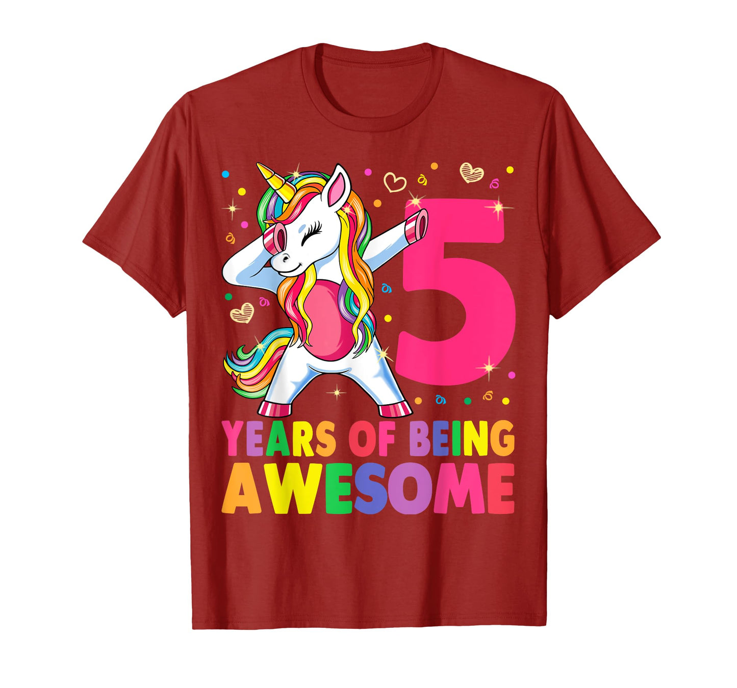 5 Years Old Unicorn Dabbing 5th Birthday Girl Unicorn Party T-Shirt