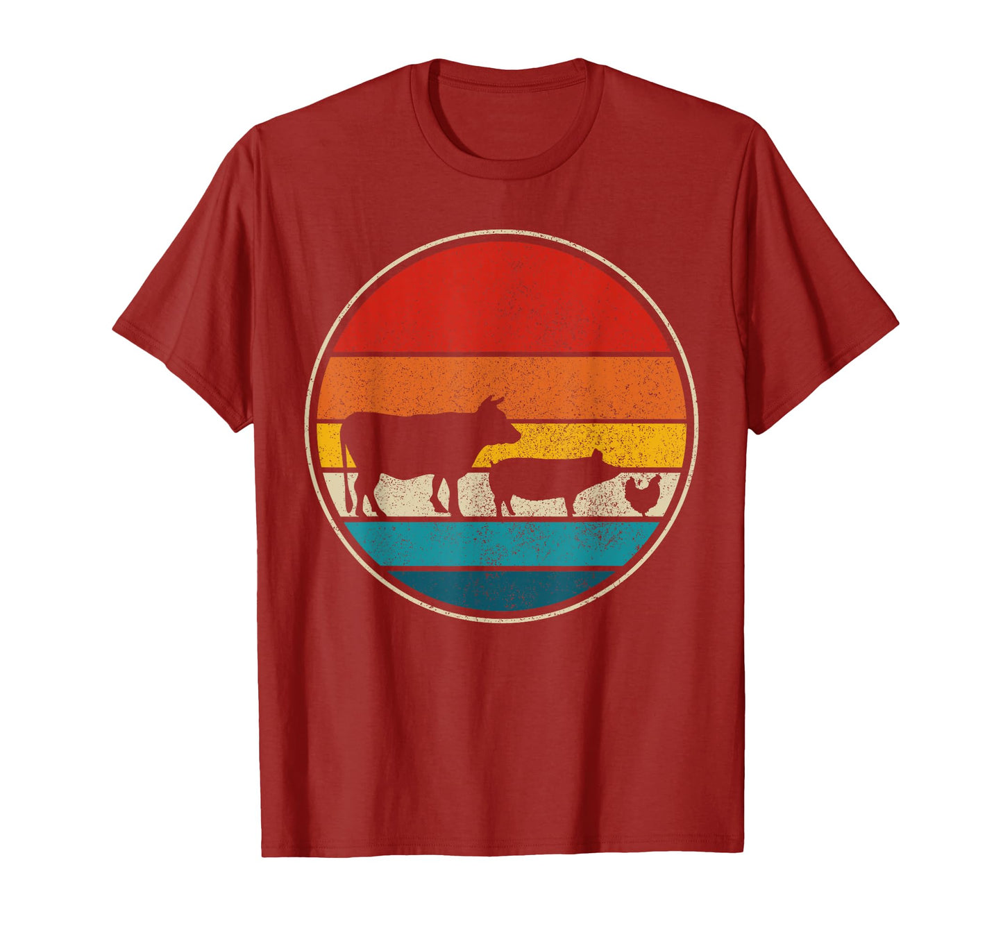 Farm Animals Cow Pig Chicken Vintage Retro Farm Gift T-Shirt