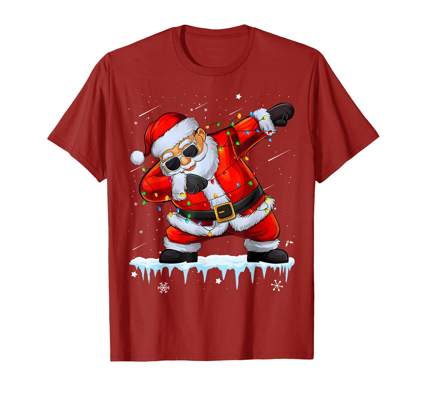 Dabbing Santa Xmas Lights Girls Boys Kids Christmas T-Shirt