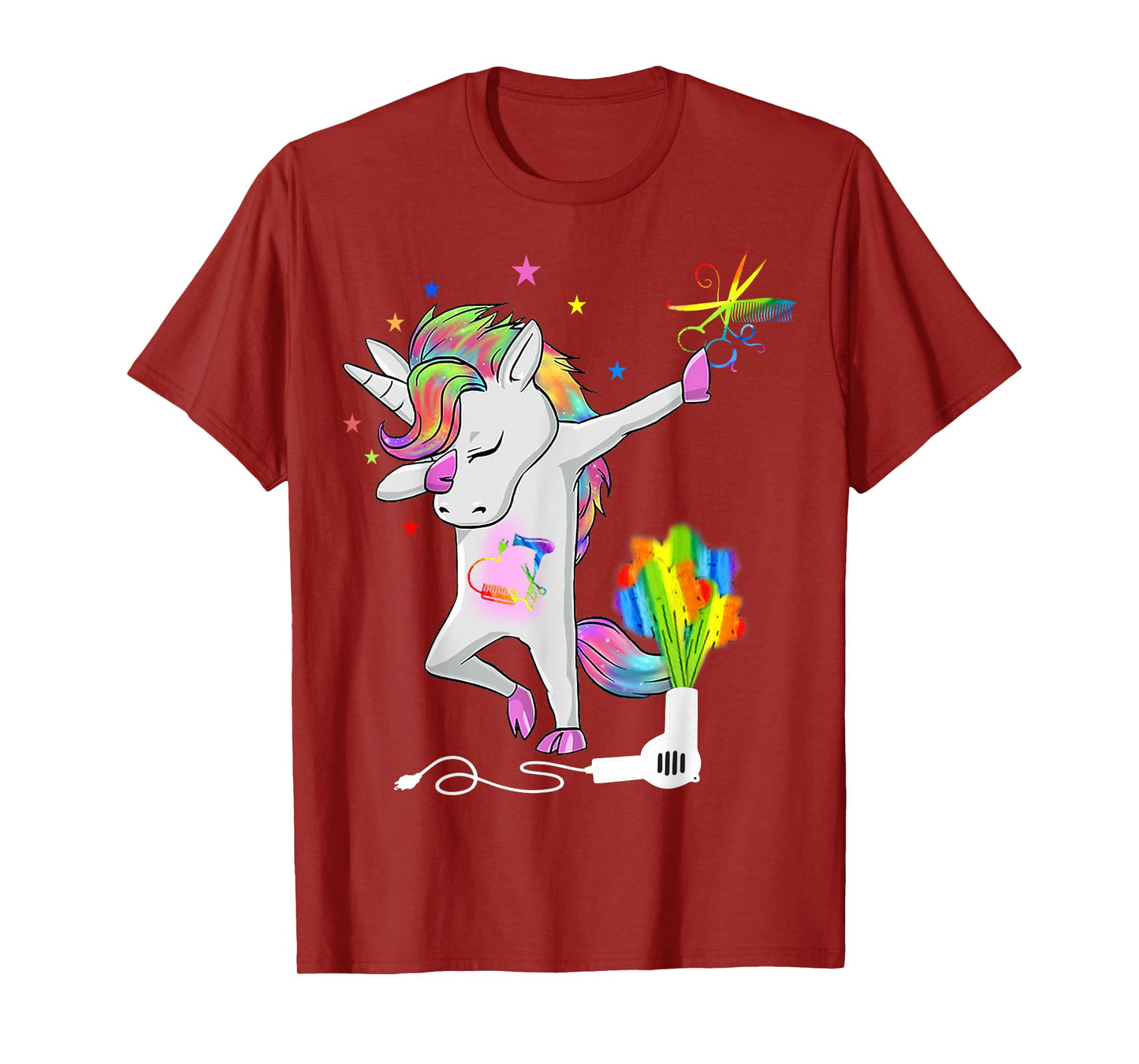 Funny HairStylist T Shirt Dabbing Unicorn Cosmetologist Tee T-Shirt