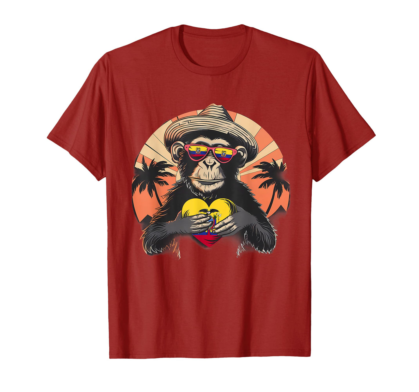 Ecuador Monkey Sunset Ecuadorian Pride Ecuadorian Flag T-Shirt
