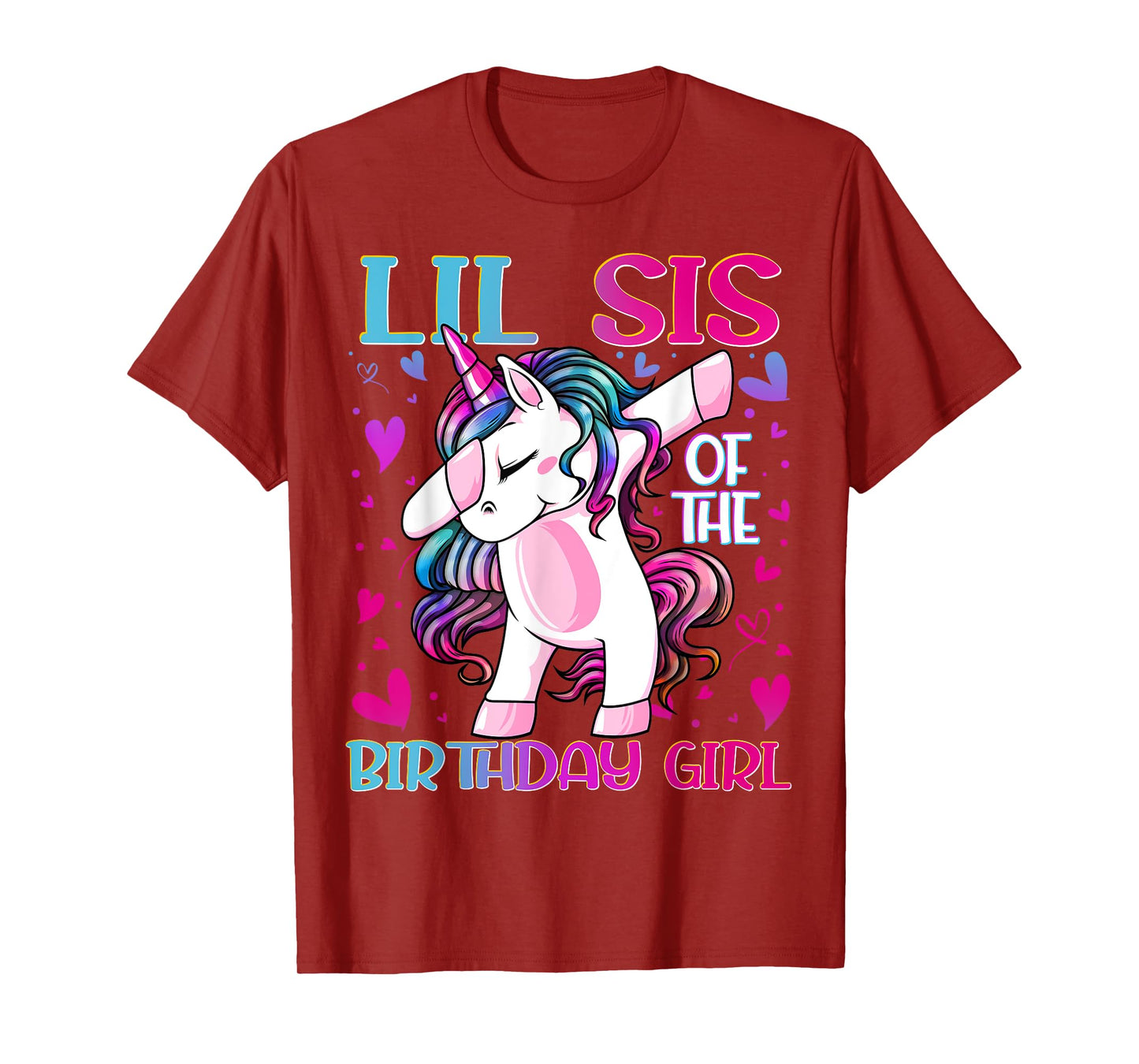 Lil Sis of the Birthday Girl Dabbing Unicorn Little Sister T-Shirt