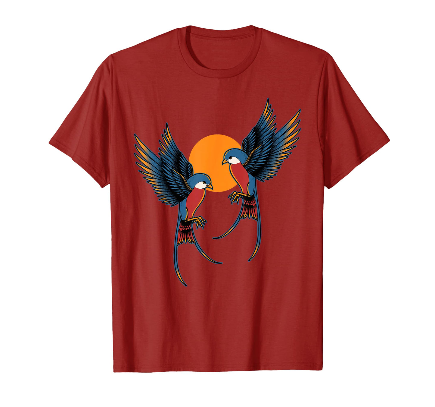 Swallows Sunset Majestic Birds Animal Lover Tattoo Birding T-Shirt