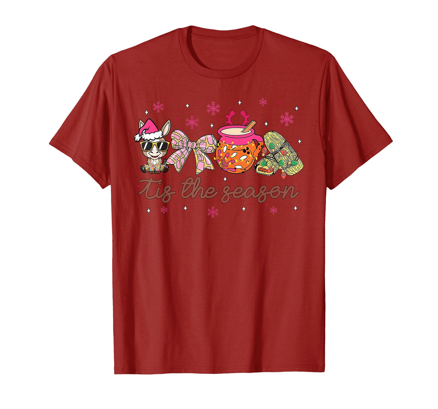 Tis The Season Tamales Mexican Coquette Bow Cafe De Olla T-Shirt