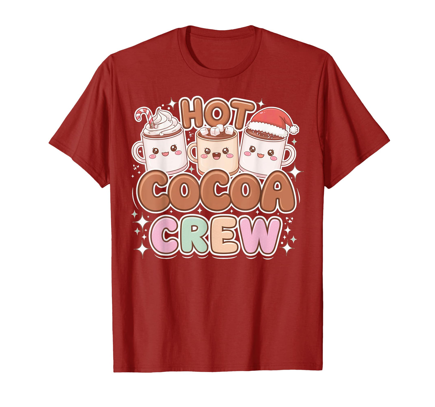 Funny Christmas Hot Cocoa and Marshmallow Crew T-Shirt