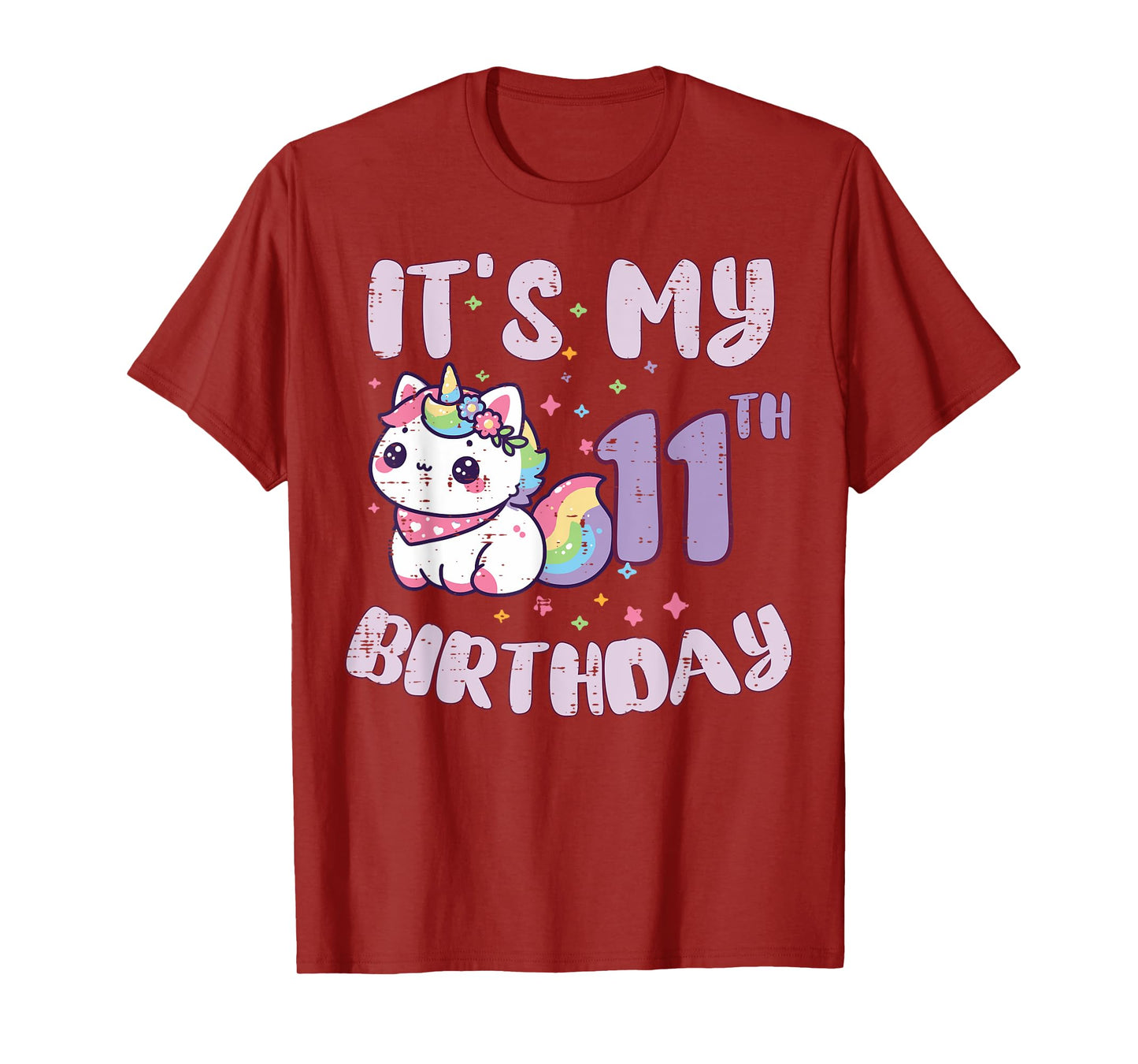 Its My 11th Birthday Unicorn Cat 11 Year Old Bday Girls Kids T-Shirt
