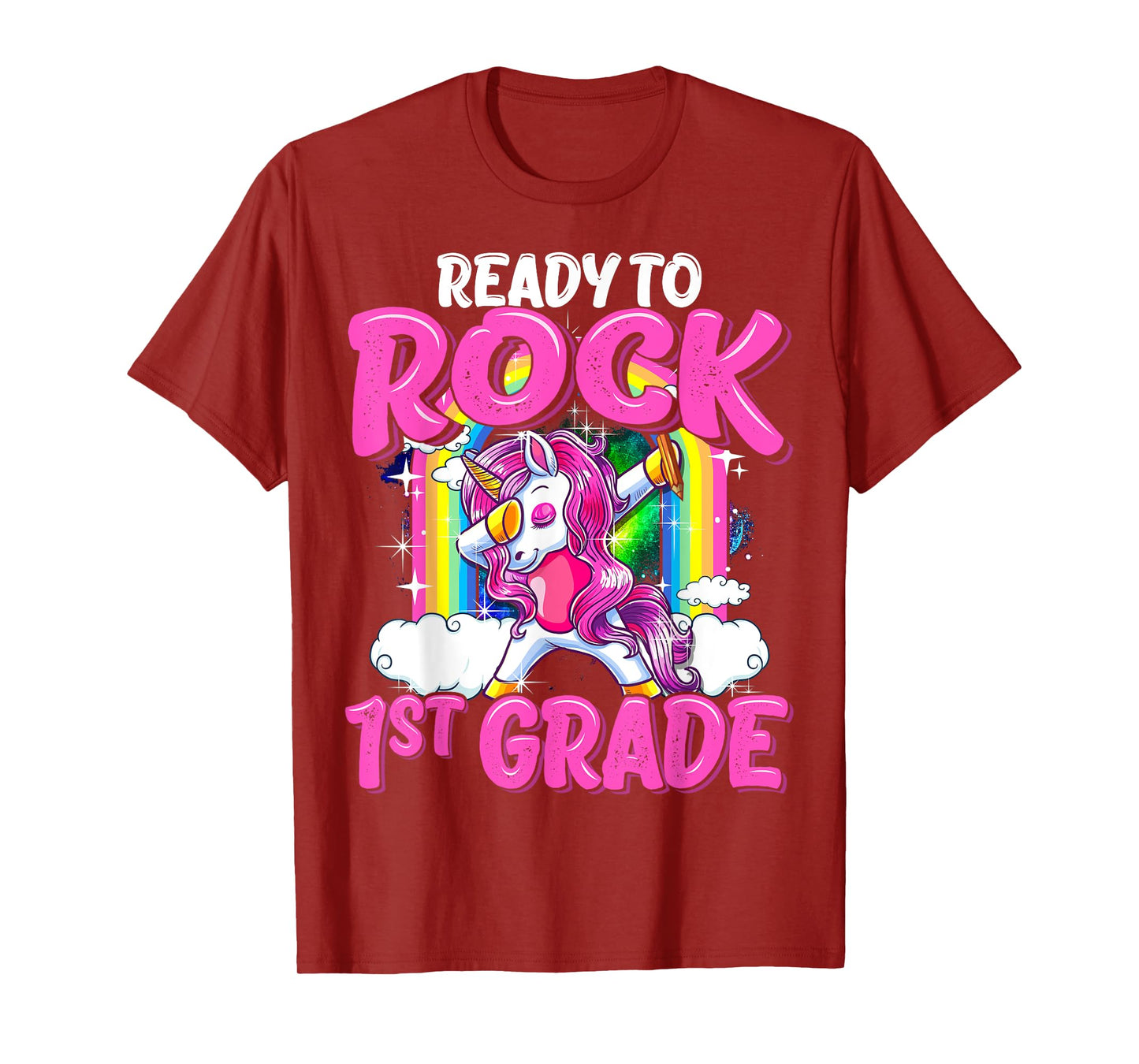 Ready To Rock 1st Grade Dabbing Unicorn Back To School Girls T-Shirt