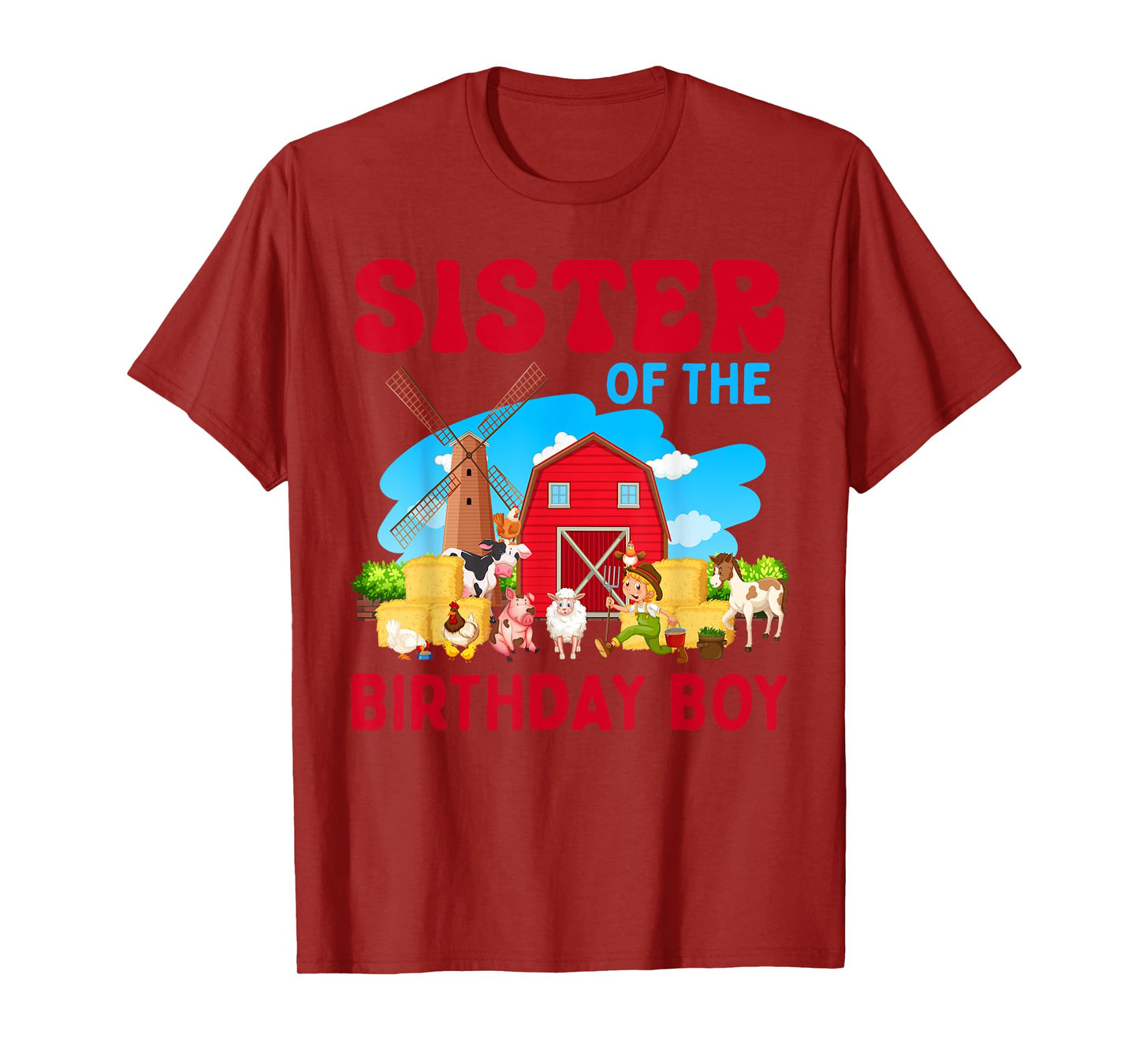Sister Of The Birthday Boy Farm Farmer Theme T-Shirt