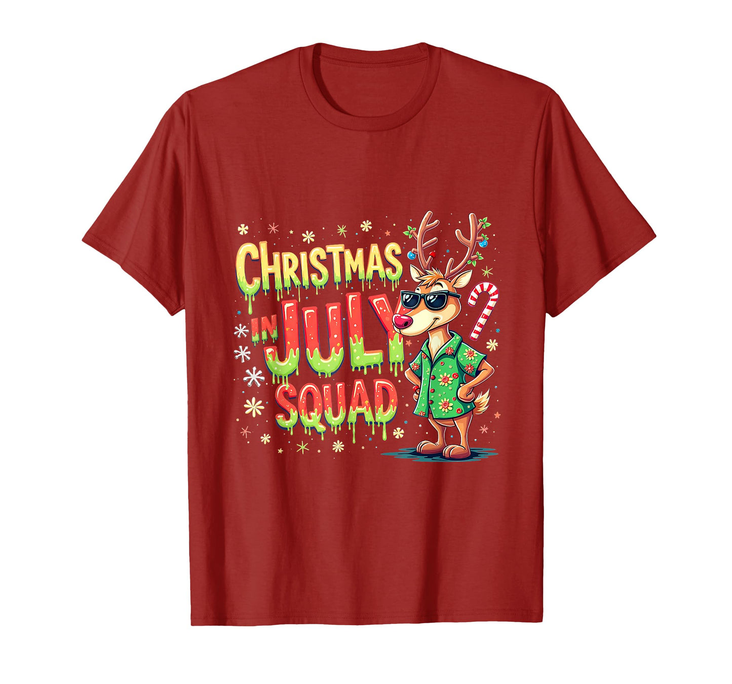 Funny Santa Reindeers Christmas In July Squad Summer T-Shirt