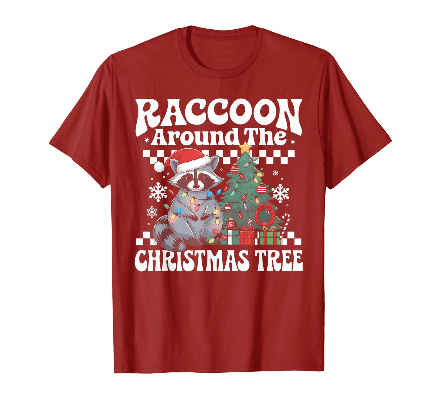 Raccoon Lovers Christmas Tees Unisex Raccoon Around The Christmas Tree Raccoon Lover Xmas Holiday T-Shirt