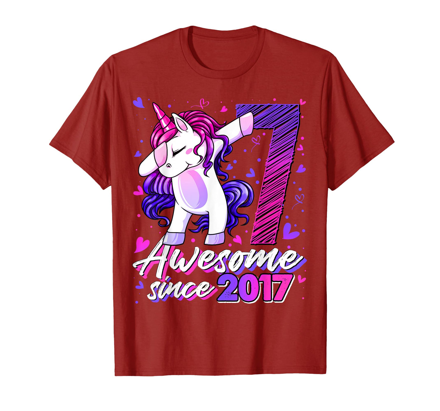 7 Years Old Flossing Unicorn Gifts 7th Birthday Girl Party T-Shirt