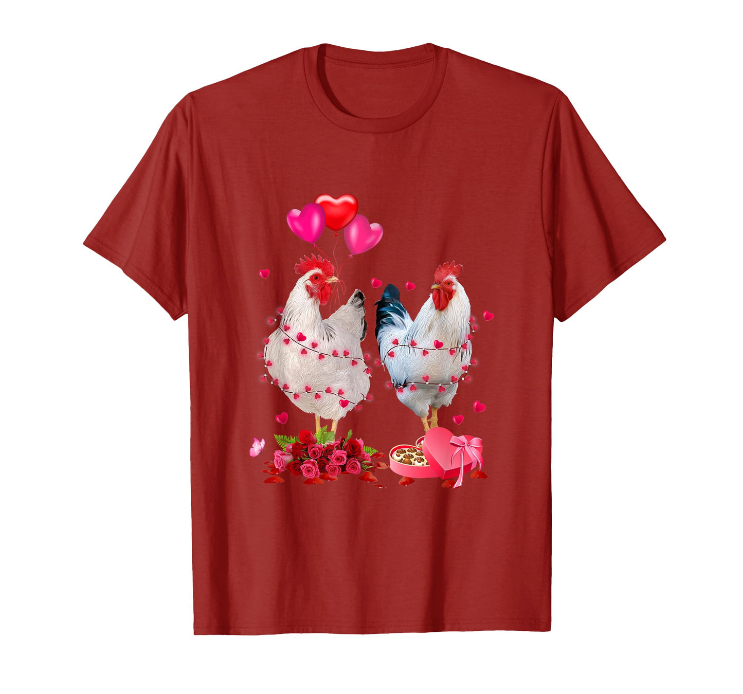 Funny Chicken Valentines Day Heart Chicken Couple Men Women T-Shirt