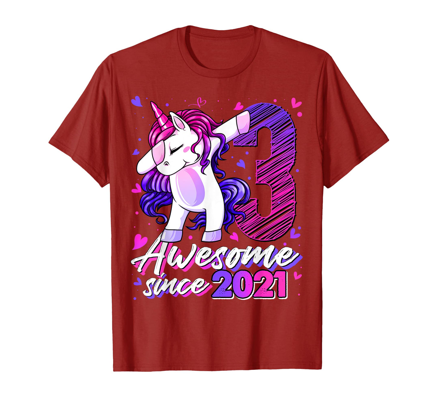 3 Years Old Flossing Unicorn Gifts 3rd Birthday Girl Party T-Shirt