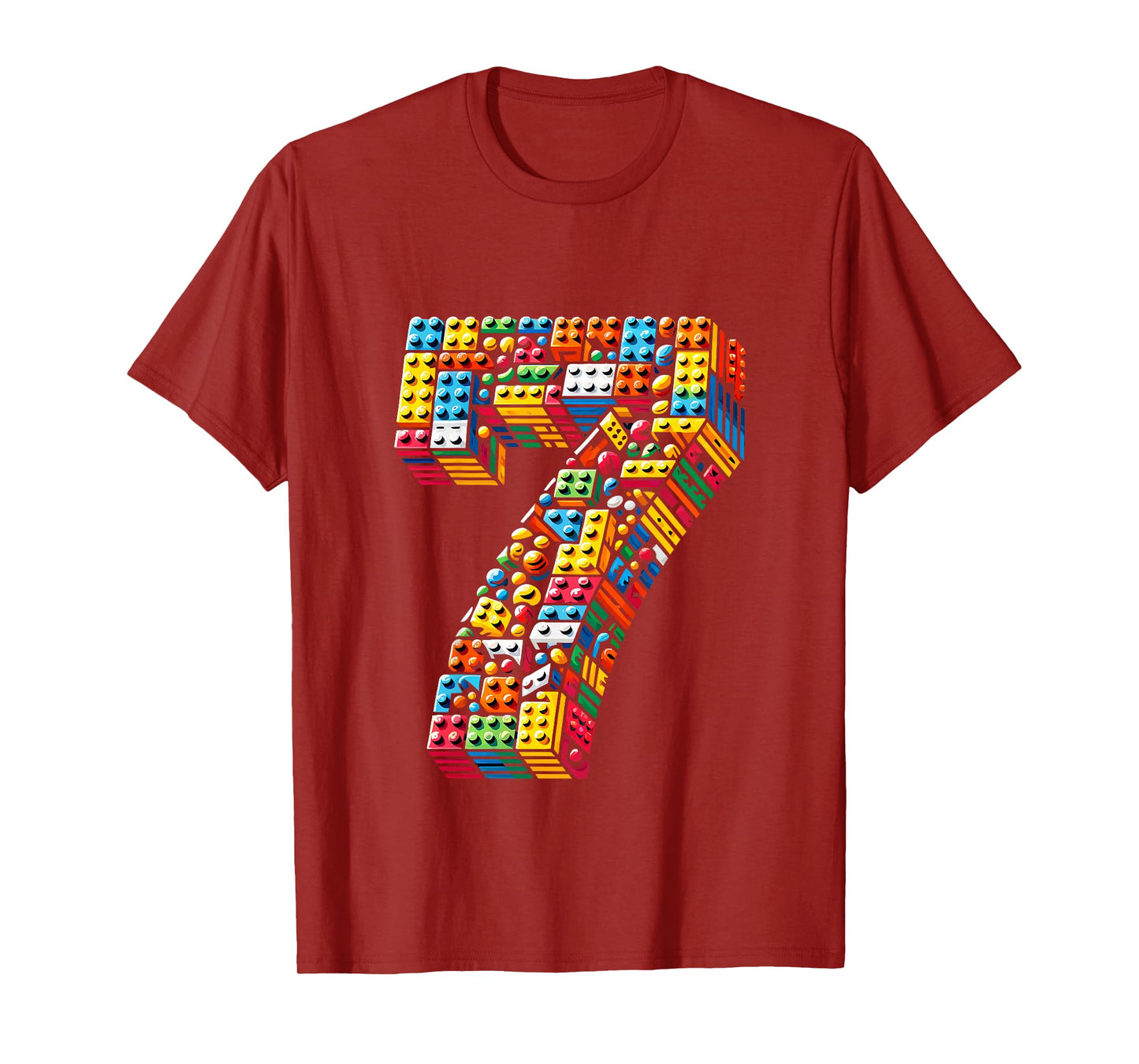 Kids 7 Year Old Blocks Building Master Builder 7th Birthday Boy T-Shirt