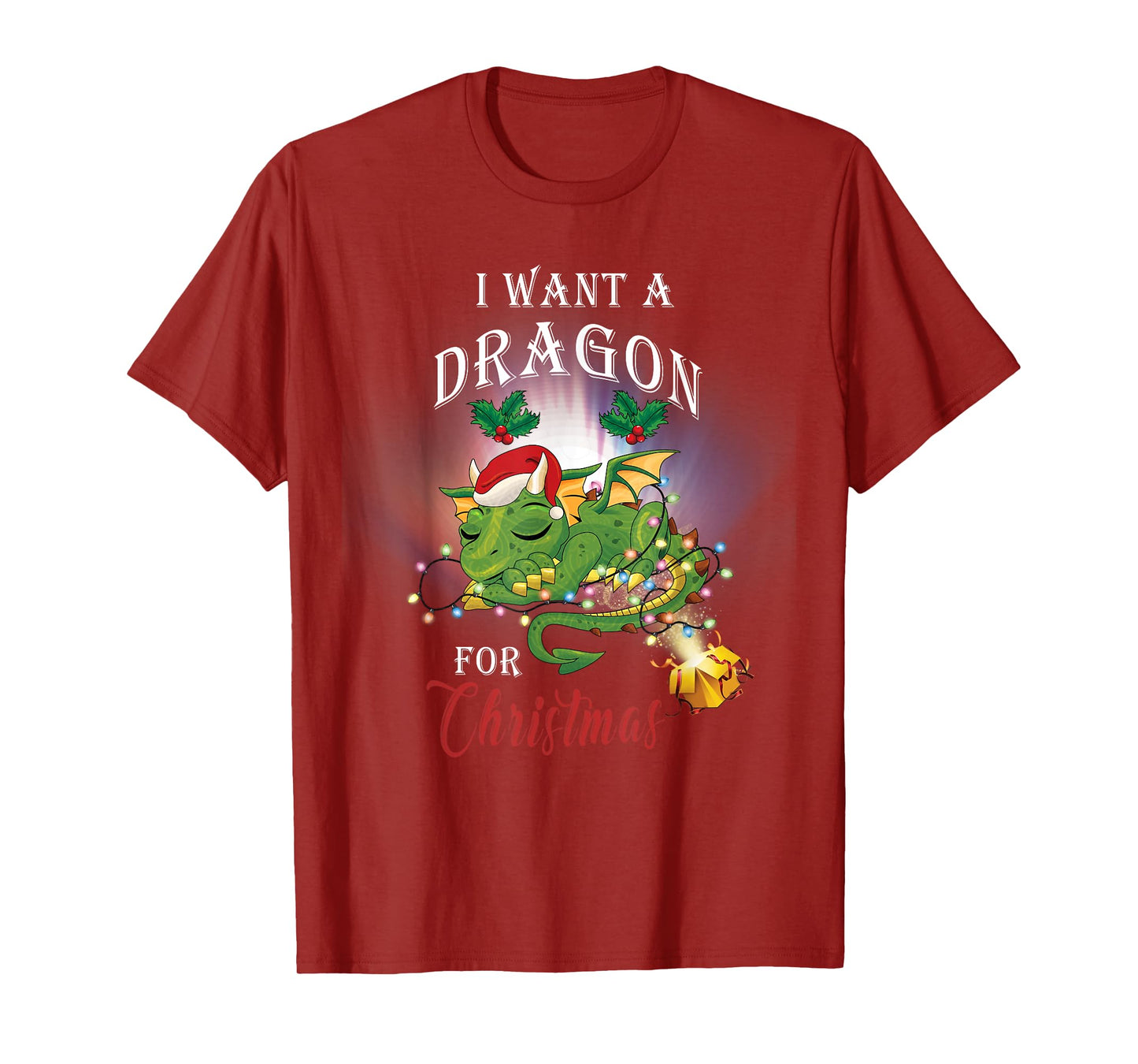 Dragon Lovers I Want A Dragon for Christmas Santa Dragon T-Shirt
