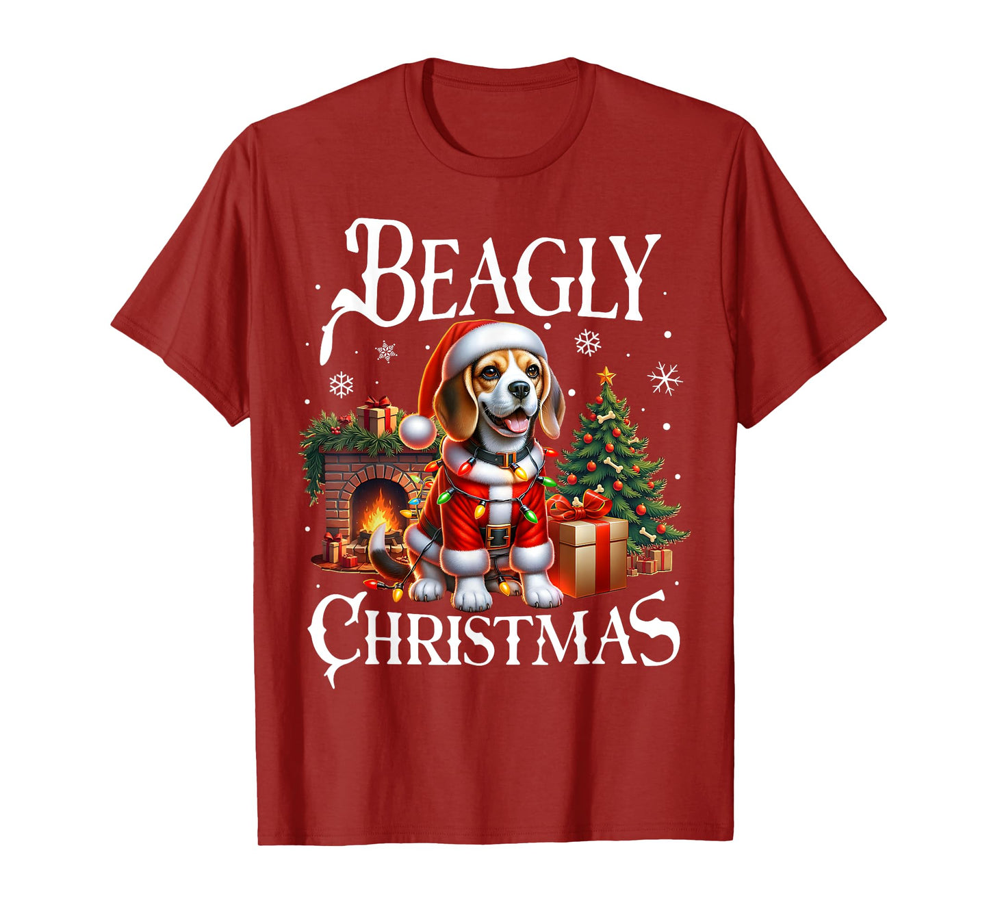 Christmas Dogs Beagle Santa Claus Beagle Xmas Beagly Christmas Beagle Santa Claus T-Shirt - Unisex-Adults, Black, Small, Short Sleeve, T-Shirt