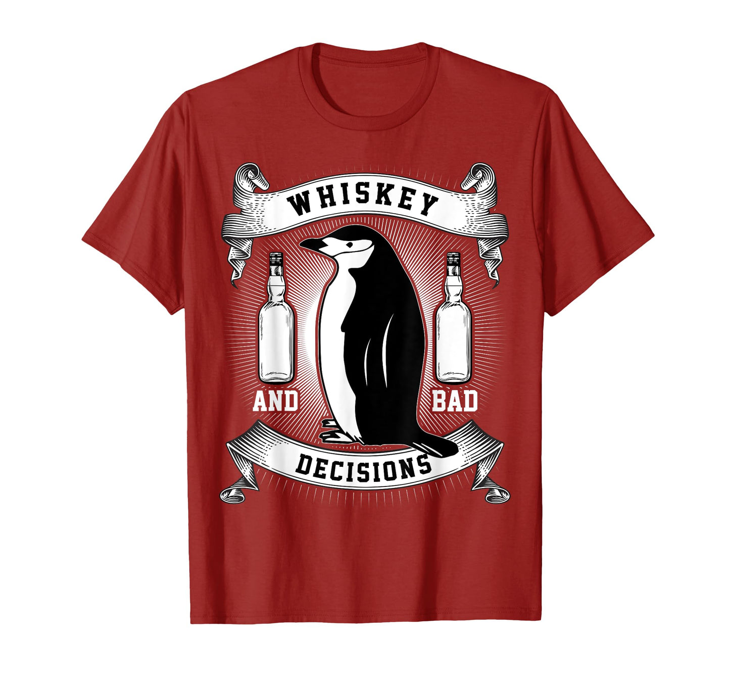 Whiskey + Bad Decisions | Funny Penguin T-Shirt T-Shirt