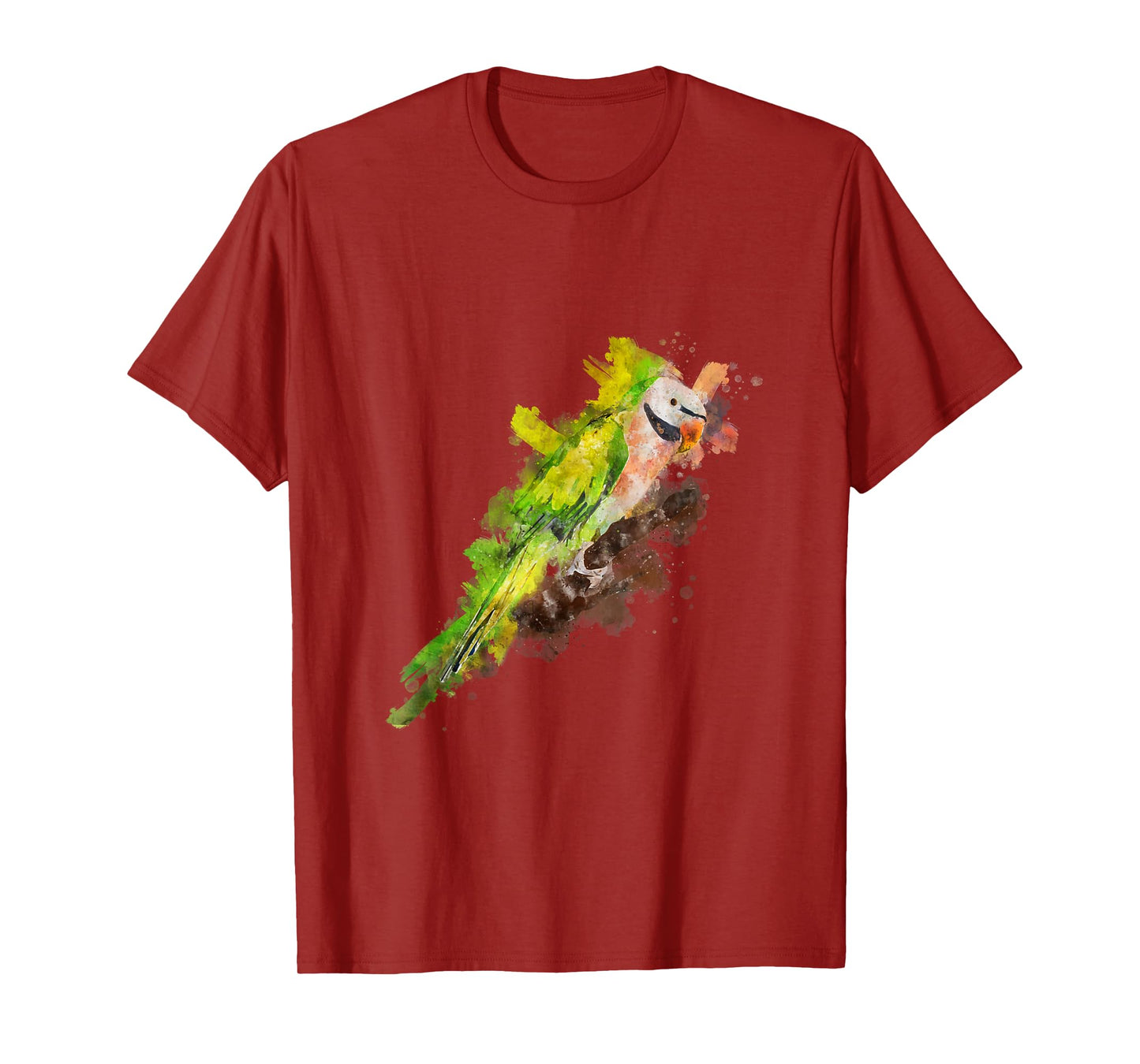 Watercolor Moustache Parakeet Parrot T-Shirt