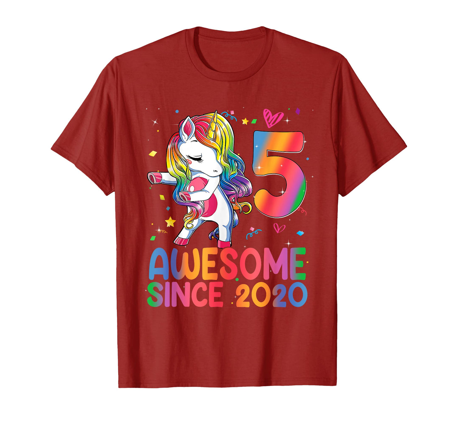 Awesome Since 2020 Unicorn 5th Birthday Gifts Girls Teens T-Shirt