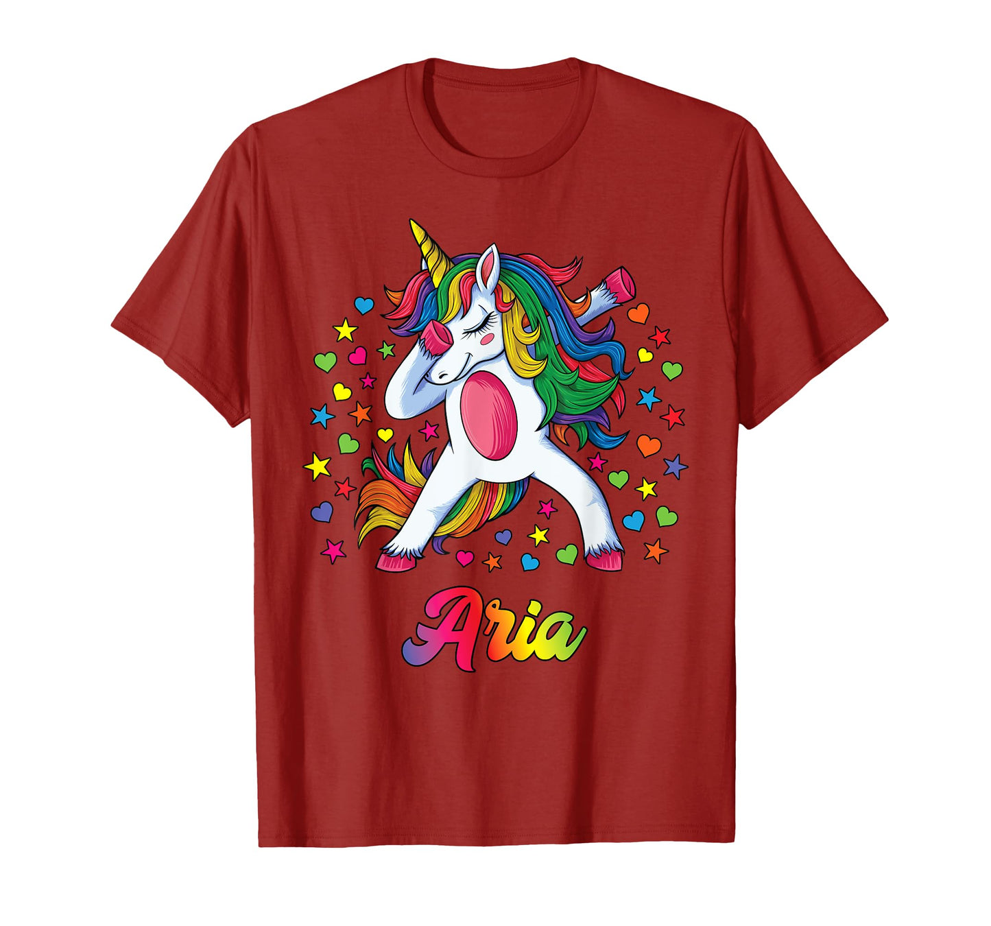 Aria Personalised Name Unicorn Girl Gift T-Shirt