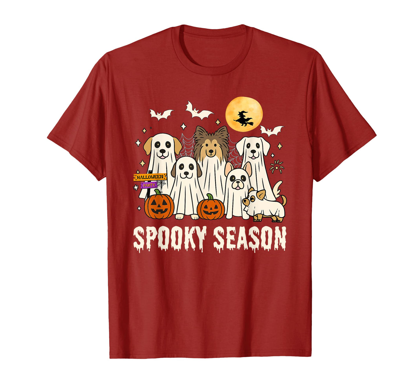 Dogs Ghosts Cute Dogs Dressed As Ghost Funny Halloween Dog T-Shirt