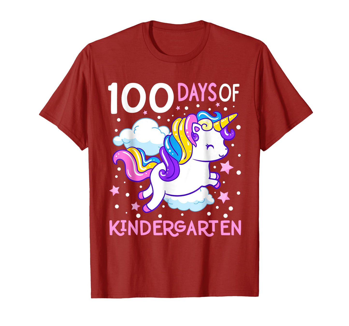 100 Days Of Kindergarten Teacher 100th Day Of School Unicorn Men Women Girls Kids T-Shirt