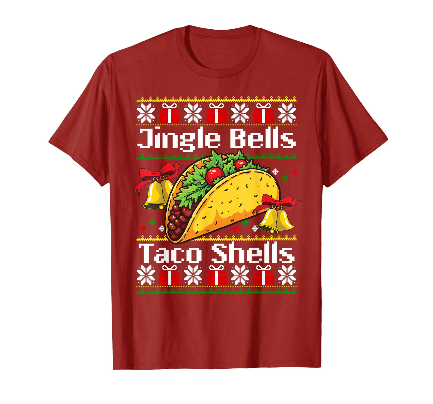 Christmas Jingle Bells Taco Shells Funny Family Ugly Xmas T-Shirt