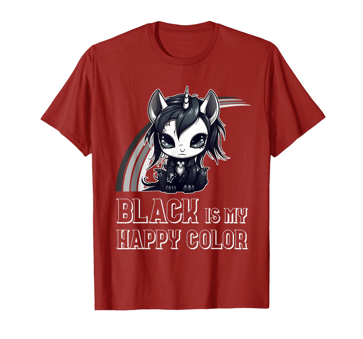Black Is My Happy Color Goth Girl Emo Gothic Unicorn T-Shirt