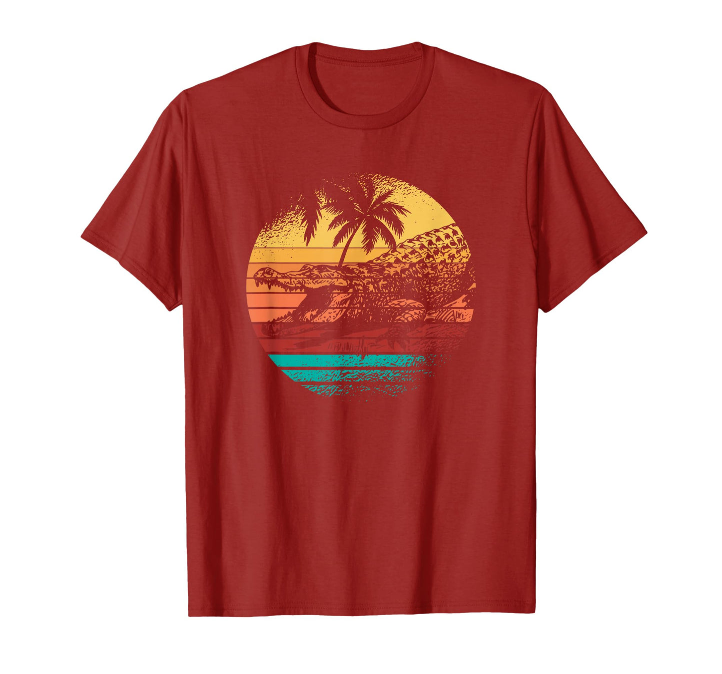Retro Crocodile Alligator Vintage Gator Distressed Sunset T-Shirt