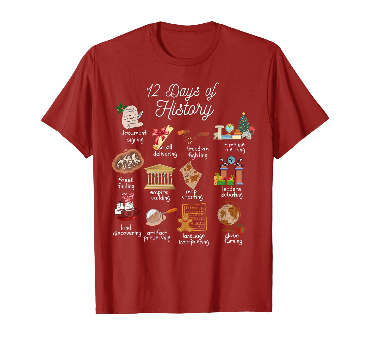12 Day Of History Teacher Christmas Social Studies Student T-Shirt